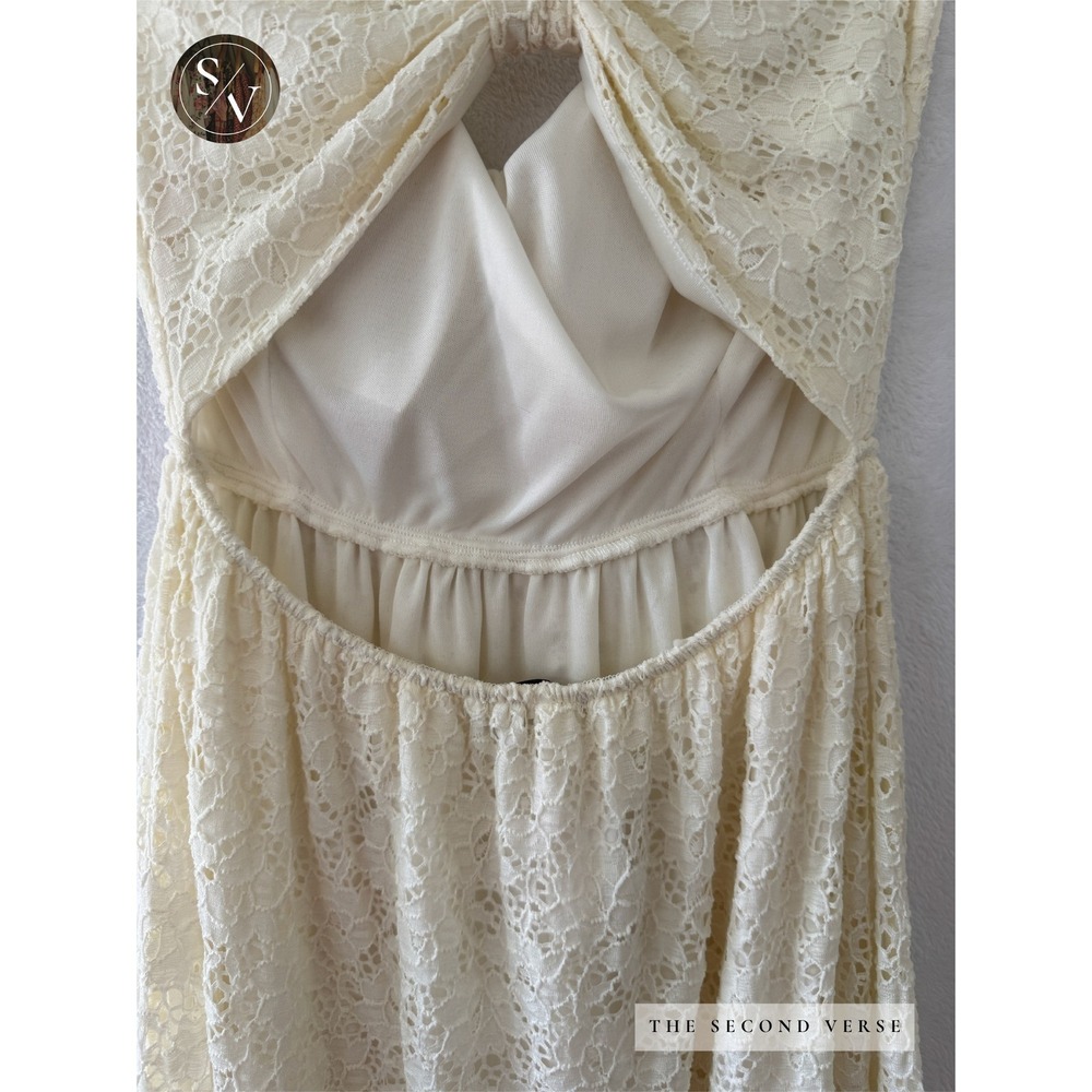 Necessary Clothing Maxi Dress Womens Boho Coquette Lace Strapless Cutout Cream - Picture 8 of 12